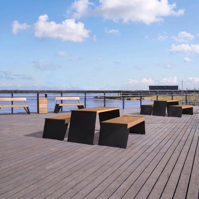 Gewerbefabrik Sitzbank Erlensee Outdoor Bank Parkbank Holz Schwarz RAL 9017 Stadt