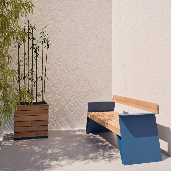 Gewerbefabrik Sitzbank Erligheim Outdoor Bank Parkbank Holz Blau RAL 5005 Park