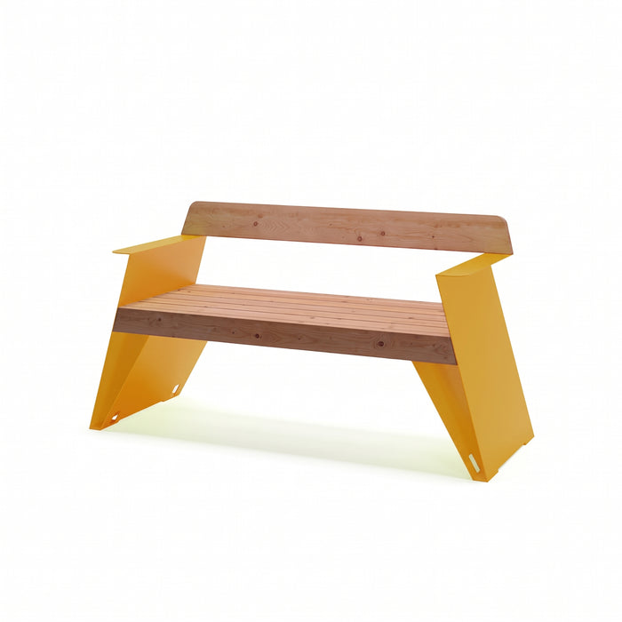 Gewerbefabrik Sitzbank Erligheim Outdoor Bank Parkbank Holz Gelb RAL 1028