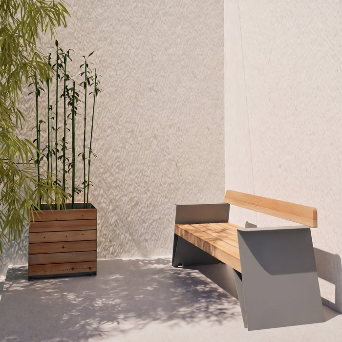 Gewerbefabrik Sitzbank Erligheim Outdoor Bank Parkbank Holz Grau RAL 7011 Park