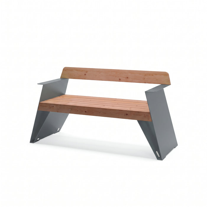 Gewerbefabrik Sitzbank Erligheim Outdoor Bank Parkbank Holz Grau RAL 7011
