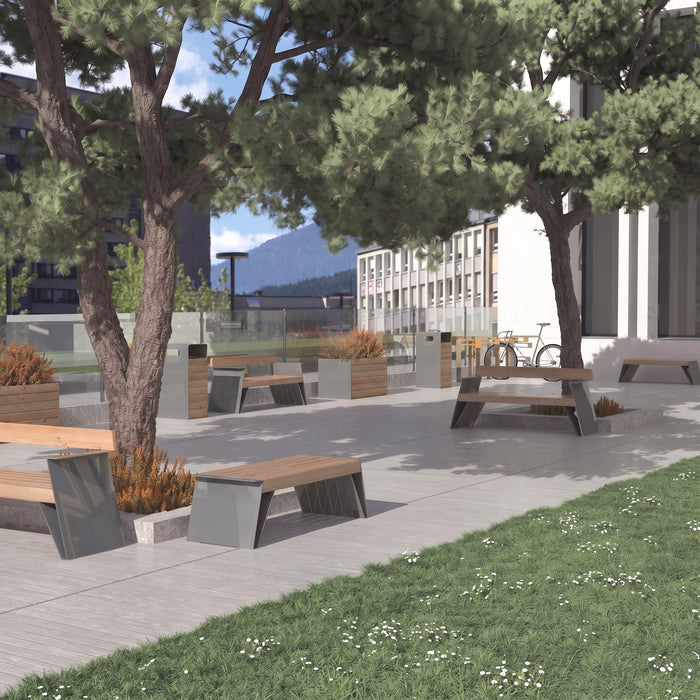 Gewerbefabrik Sitzbank Erligheim Outdoor Bank Parkbank Holz Grau RAL 7011 Stadt
