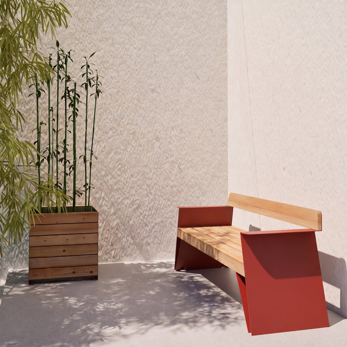 Gewerbefabrik Sitzbank Erligheim Outdoor Bank Parkbank Holz Rot RAL 3001 Park