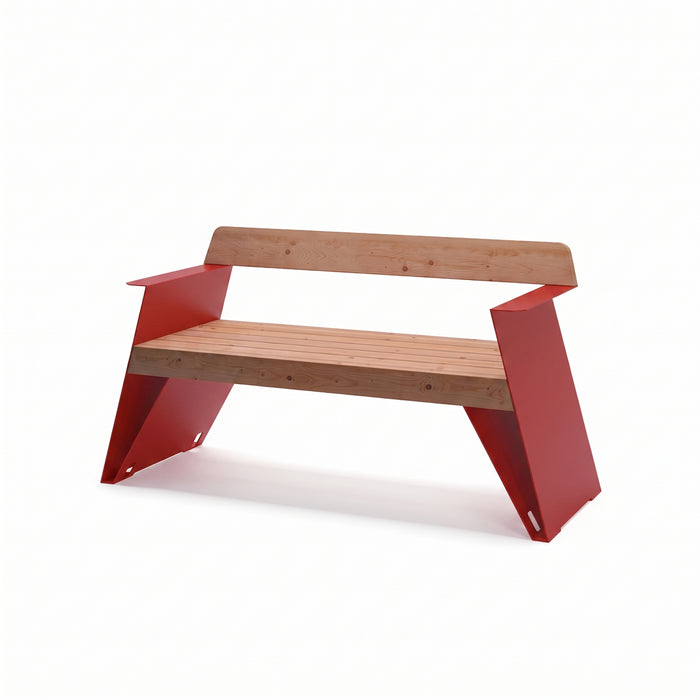Gewerbefabrik Sitzbank Erligheim Outdoor Bank Parkbank Holz Rot RAL 3001