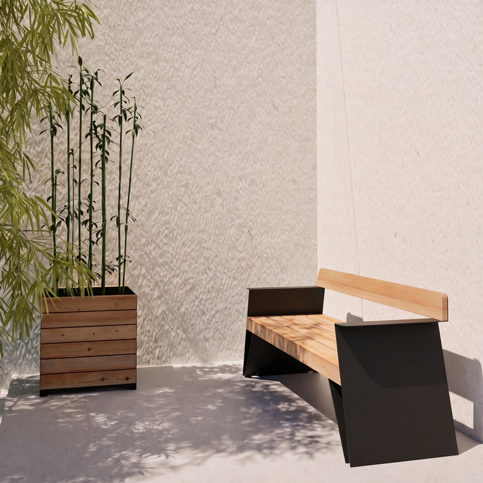 Gewerbefabrik Sitzbank Erligheim Outdoor Bank Parkbank Holz Schwarz RAL 9017 Park