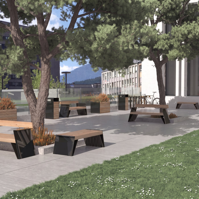 Gewerbefabrik Sitzbank Erligheim Outdoor Bank Parkbank Holz Schwarz RAL 9017 Stadt