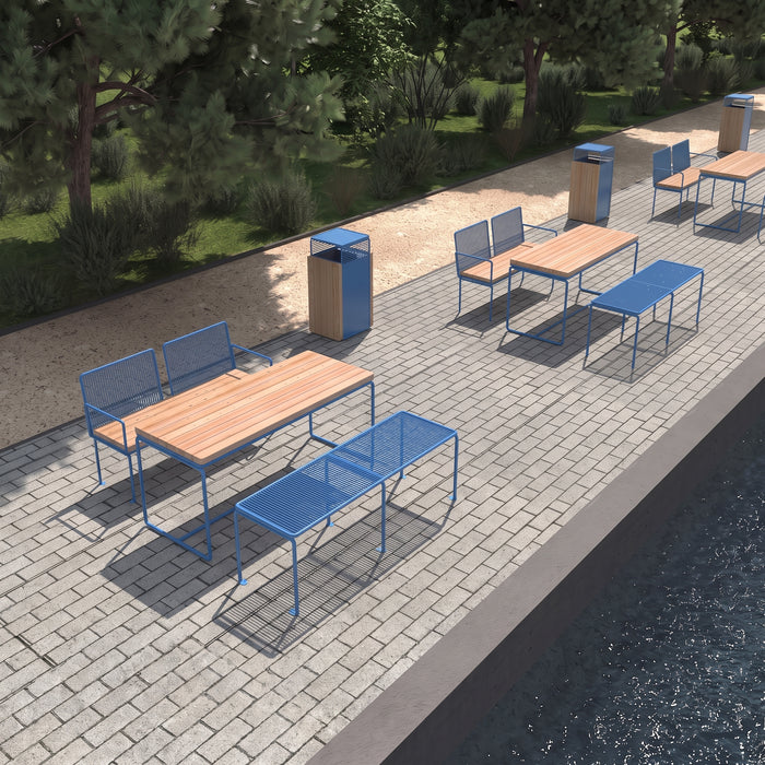 Gewerbefabrik Sitzbank Gangkofen Outdoor Bank Parkbank Stahl Blau RAL 5005 Park