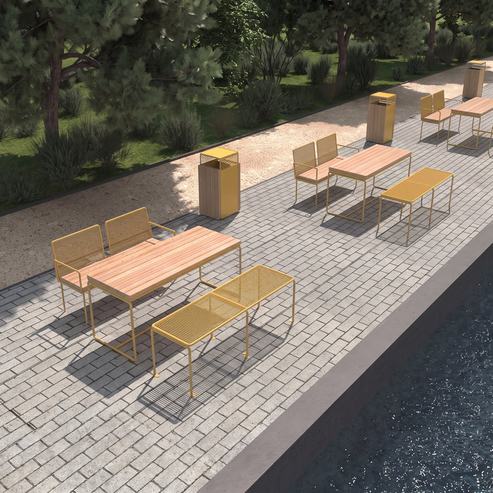 Gewerbefabrik Sitzbank Gangkofen Outdoor Bank Parkbank Stahl Gelb RAL 1028 Park