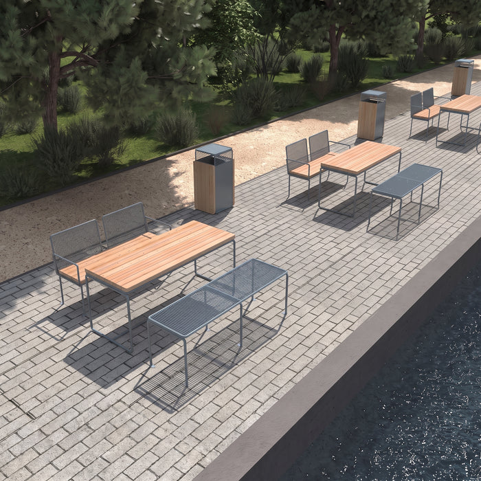 Gewerbefabrik Sitzbank Gangkofen Outdoor Bank Parkbank Stahl Grau RAL 7011 Park