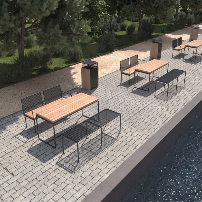 Gewerbefabrik Sitzbank Gangkofen Outdoor Bank Parkbank Stahl Schwarz RAL 9017 Park