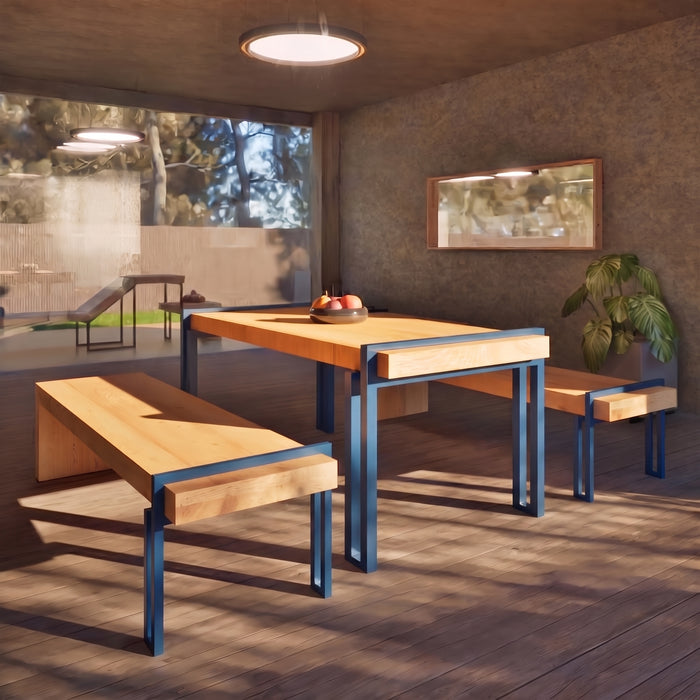 Gewerbefabrik Sitzbank Herrieden Outdoor Bank Parkbank Holz Blau RAL 5005 Park