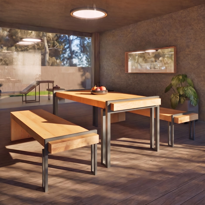 Gewerbefabrik Sitzbank Herrieden Outdoor Bank Parkbank Holz Grau RAL 7011 Park