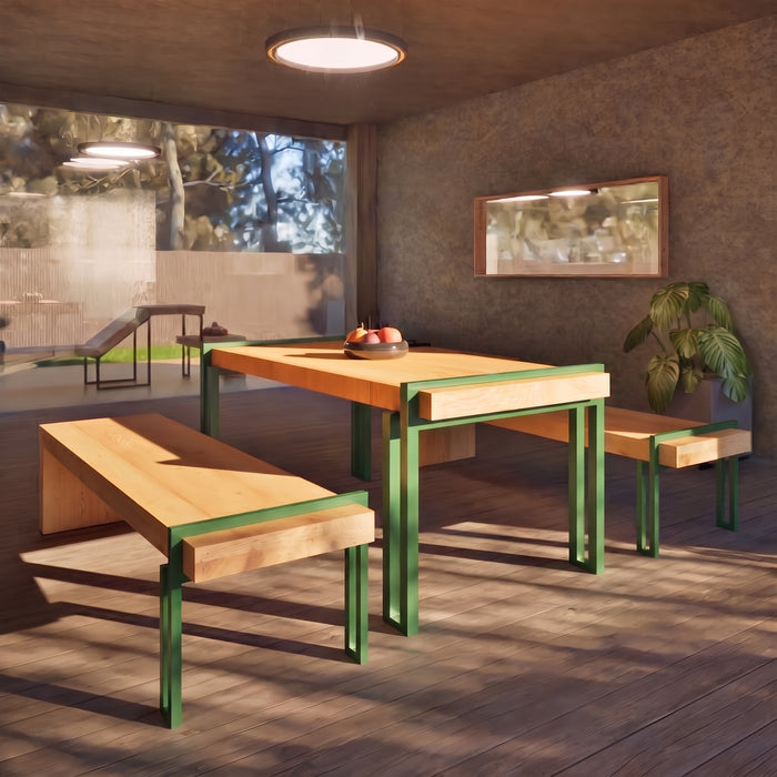Gewerbefabrik Sitzbank Herrieden Outdoor Bank Parkbank Holz Grün RAL 6018 Park