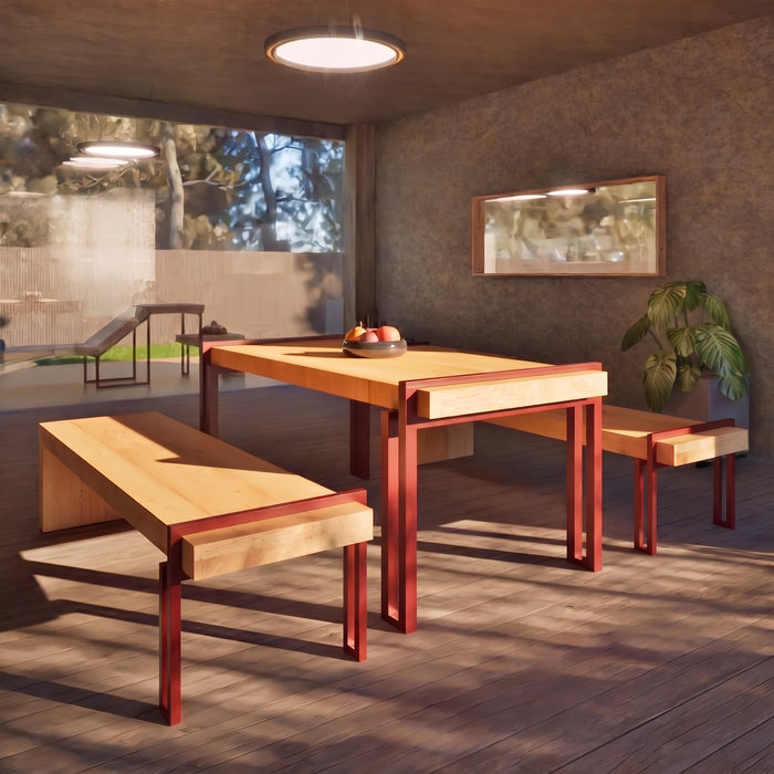 Gewerbefabrik Sitzbank Herrieden Outdoor Bank Parkbank Holz Rot RAL 3001 Park