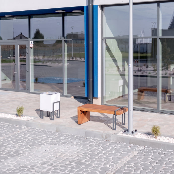 Gewerbefabrik Sitzbank Herrnhut Outdoor Bank Parkbank Holz Grau RAL 7011 Stadt