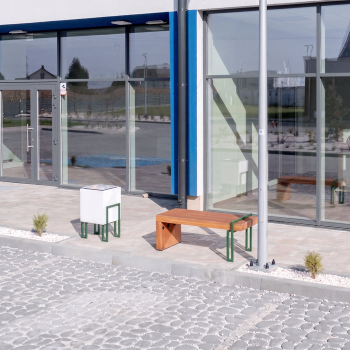 Gewerbefabrik Sitzbank Herrnhut Outdoor Bank Parkbank Holz Grün RAL 6018 Stadt