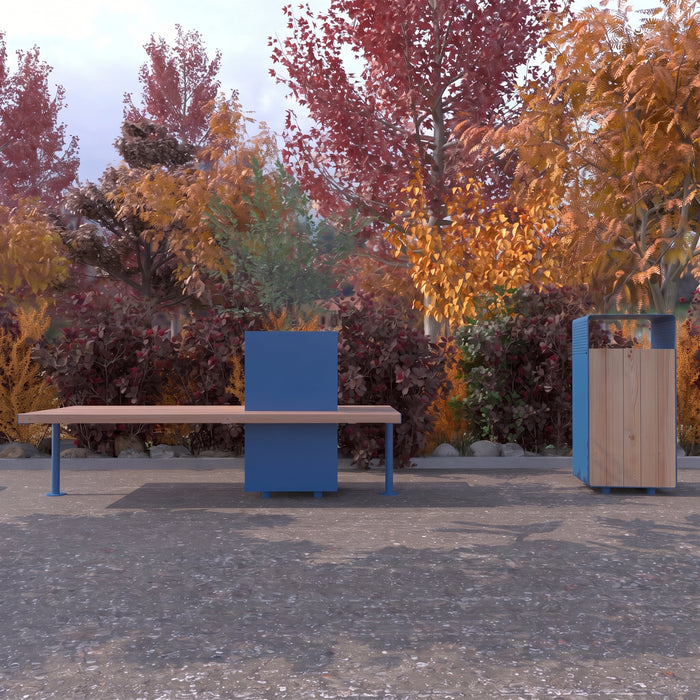 Gewerbefabrik Sitzbank Illesheim Outdoor Bank Parkbank Holz Blau RAL 5005 Stadt