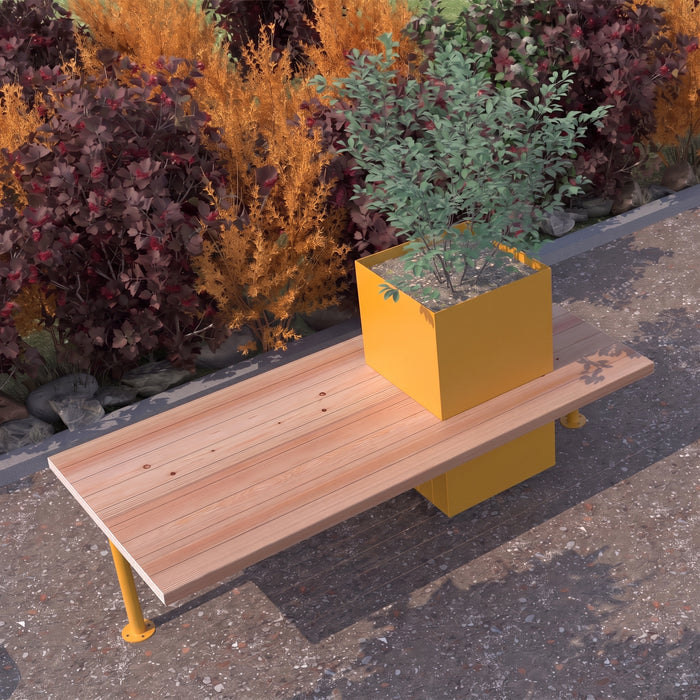 Gewerbefabrik Sitzbank Illesheim Outdoor Bank Parkbank Holz Gelb RAL 1028 Park