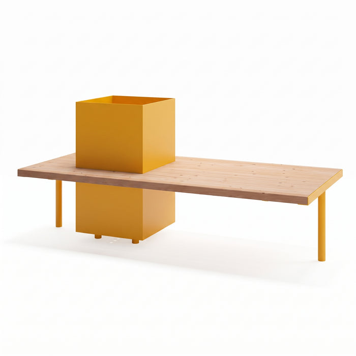 Gewerbefabrik Sitzbank Illesheim Outdoor Bank Parkbank Holz Gelb RAL 1028