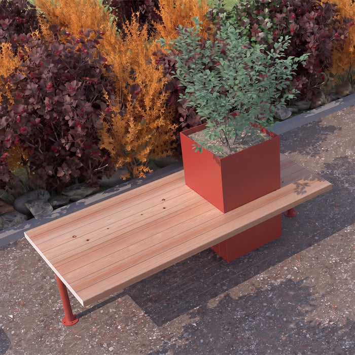 Gewerbefabrik Sitzbank Illesheim Outdoor Bank Parkbank Holz Rot RAL 3001 Park