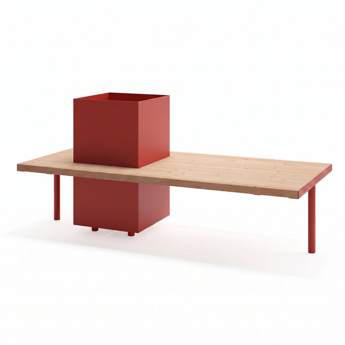 Gewerbefabrik Sitzbank Illesheim Outdoor Bank Parkbank Holz Rot RAL 3001
