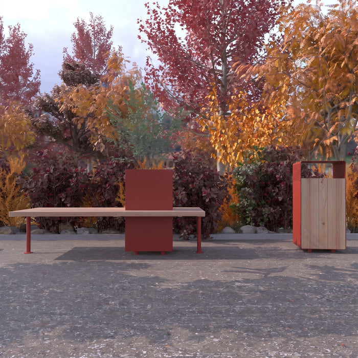 Gewerbefabrik Sitzbank Illesheim Outdoor Bank Parkbank Holz Rot RAL 3001 Stadt