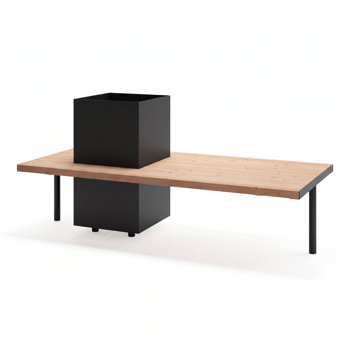 Gewerbefabrik Sitzbank Illesheim Outdoor Bank Parkbank Holz Schwarz RAL 9017