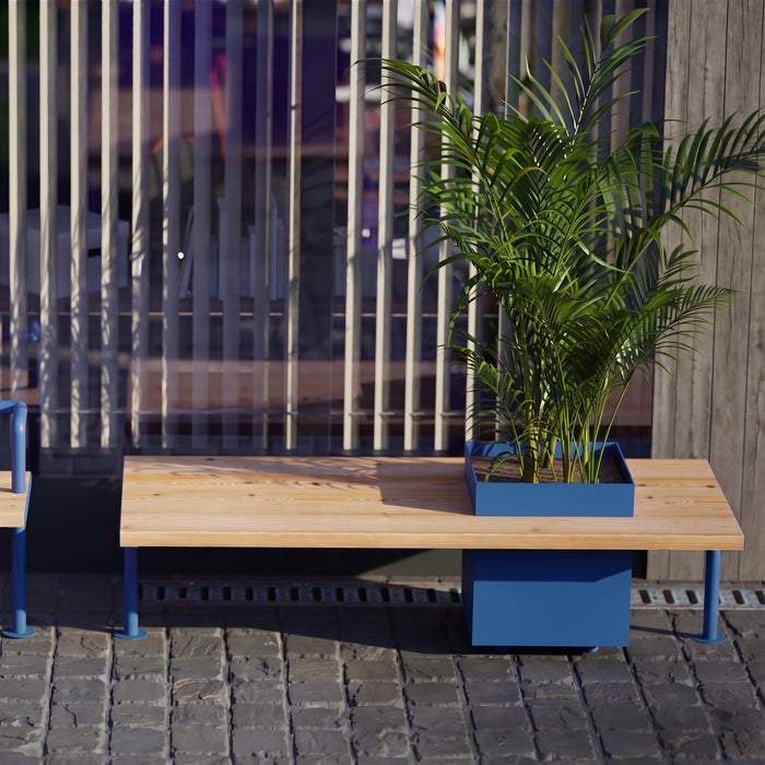 Gewerbefabrik Sitzbank Illingen Outdoor Bank Parkbank Holz Blau RAL 5005 Park