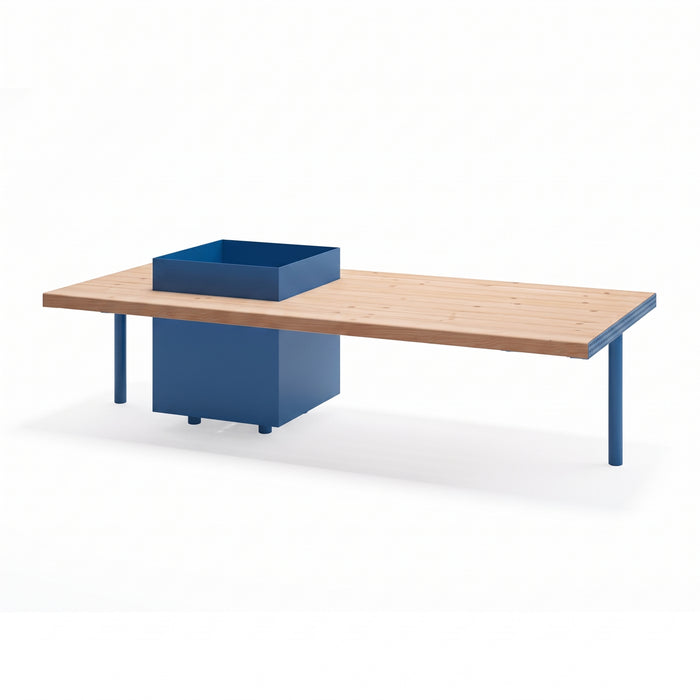 Gewerbefabrik Sitzbank Illingen Outdoor Bank Parkbank Holz Blau RAL 5005