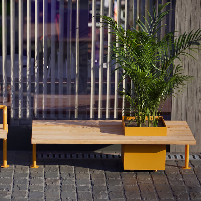 Gewerbefabrik Sitzbank Illingen Outdoor Bank Parkbank Holz Gelb RAL 1028 Park