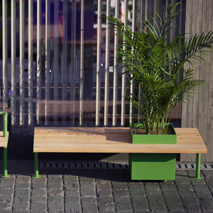 Gewerbefabrik Sitzbank Illingen Outdoor Bank Parkbank Holz Grün RAL 6018 Park