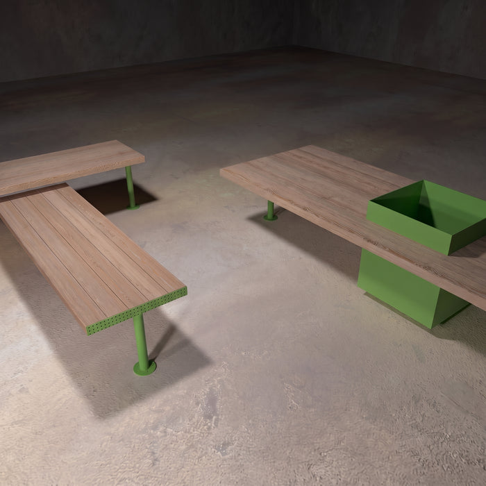 Gewerbefabrik Sitzbank Illingen Outdoor Bank Parkbank Holz Grün RAL 6018 Stadt