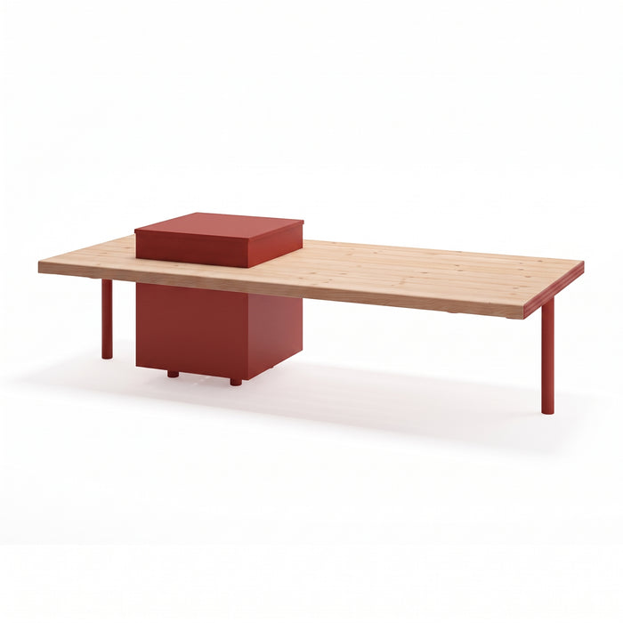 Gewerbefabrik Sitzbank Illingen Outdoor Bank Parkbank Holz Rot RAL 3001