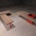 Gewerbefabrik Sitzbank Illingen Outdoor Bank Parkbank Holz Rot RAL 3001 Stadt