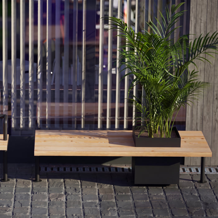 Gewerbefabrik Sitzbank Illingen Outdoor Bank Parkbank Holz Schwarz RAL 9017 Park