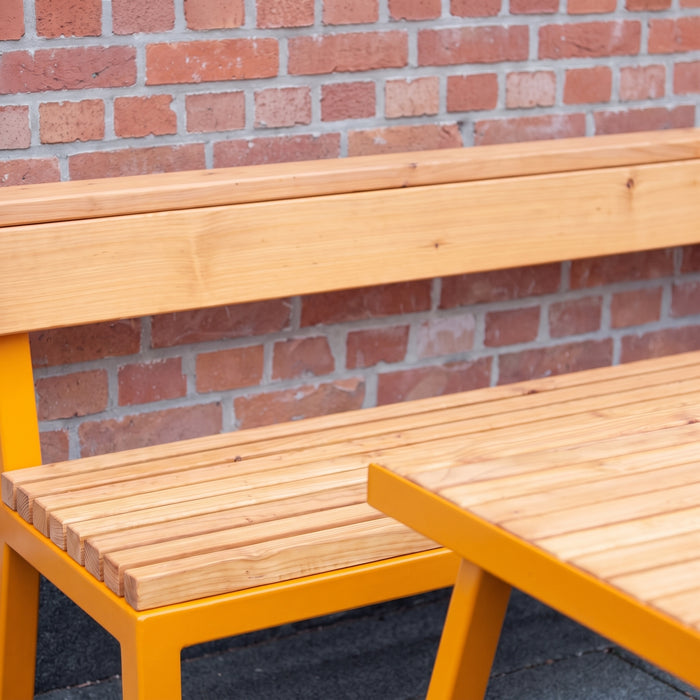 Gewerbefabrik Sitzbank Kirburg Outdoor Bank Parkbank Holz Gelb RAL 1028 Park