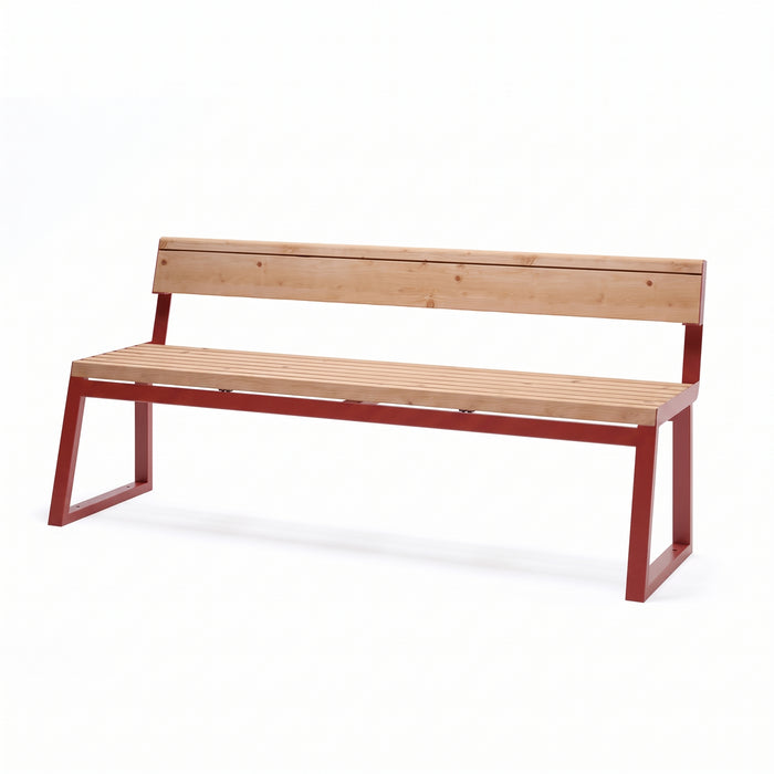 Gewerbefabrik Sitzbank Kirburg Outdoor Bank Parkbank Holz Rot RAL 3001