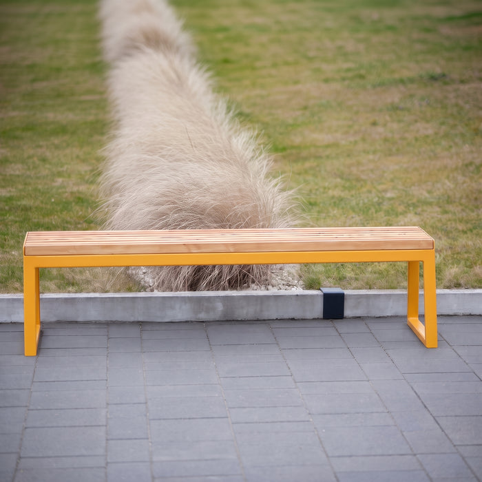 Gewerbefabrik Sitzbank Kirkel Outdoor Bank Parkbank Holz Gelb RAL 1028 Park
