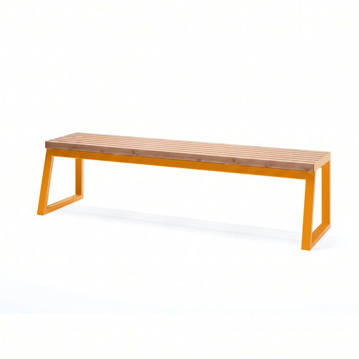 Gewerbefabrik Sitzbank Kirkel Outdoor Bank Parkbank Holz Gelb RAL 1028