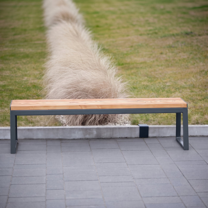 Gewerbefabrik Sitzbank Kirkel Outdoor Bank Parkbank Holz Grau RAL 7011 Park