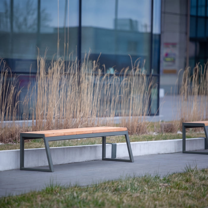 Gewerbefabrik Sitzbank Kirkel Outdoor Bank Parkbank Holz Grau RAL 7011 Stadt