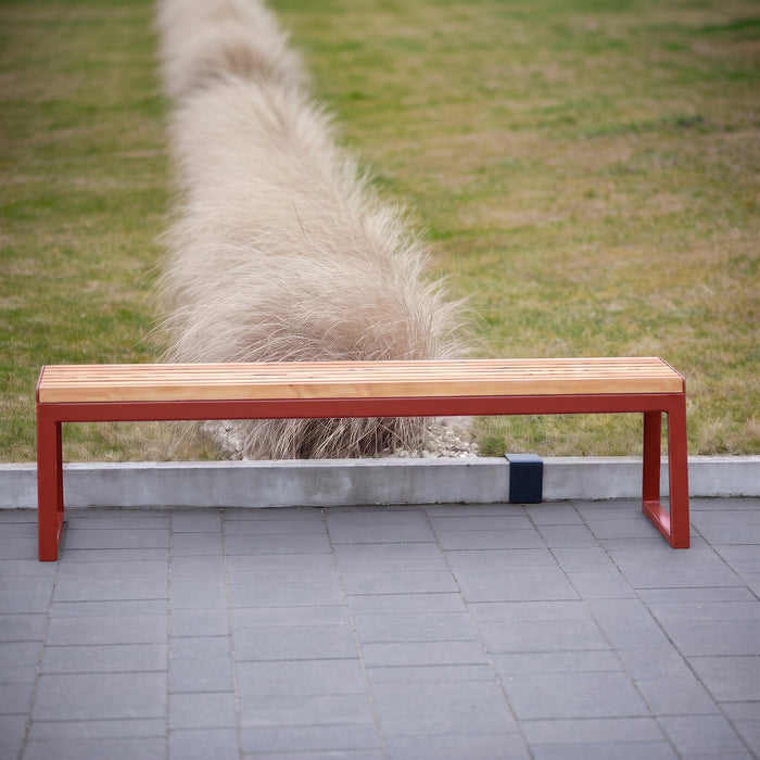 Gewerbefabrik Sitzbank Kirkel Outdoor Bank Parkbank Holz Rot RAL 3001 Park