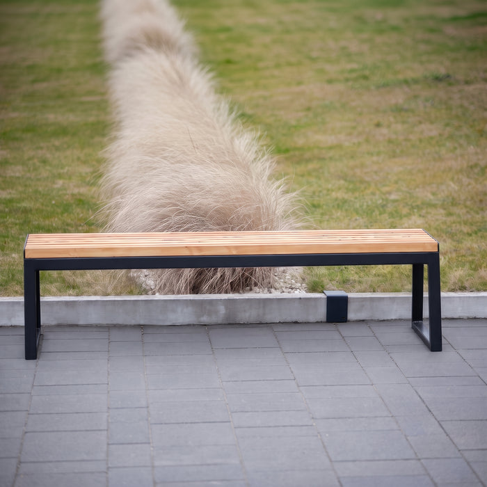 Gewerbefabrik Sitzbank Kirkel Outdoor Bank Parkbank Holz Schwarz RAL 9017 Park