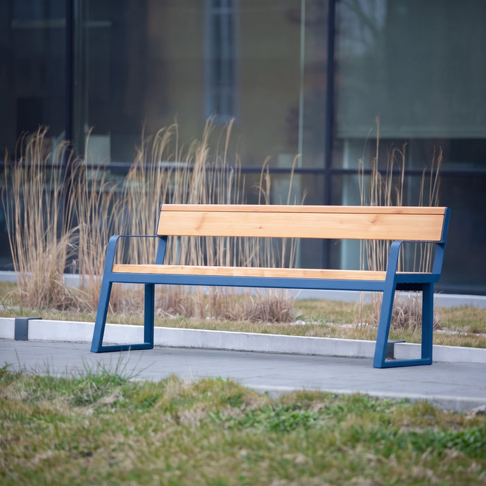 Gewerbefabrik Sitzbank Kirtorf Outdoor Bank Parkbank Holz Blau RAL 5005 Park