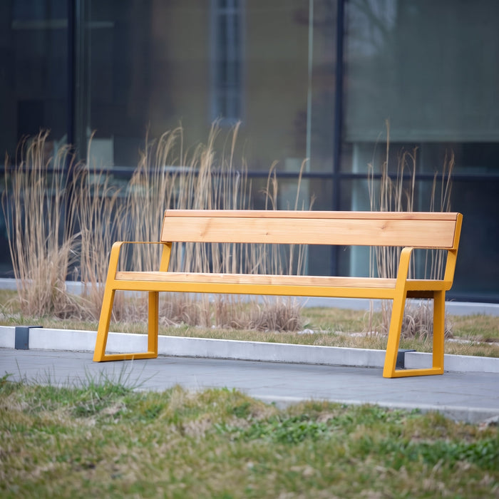 Gewerbefabrik Sitzbank Kirtorf Outdoor Bank Parkbank Holz Gelb RAL 1028 Park
