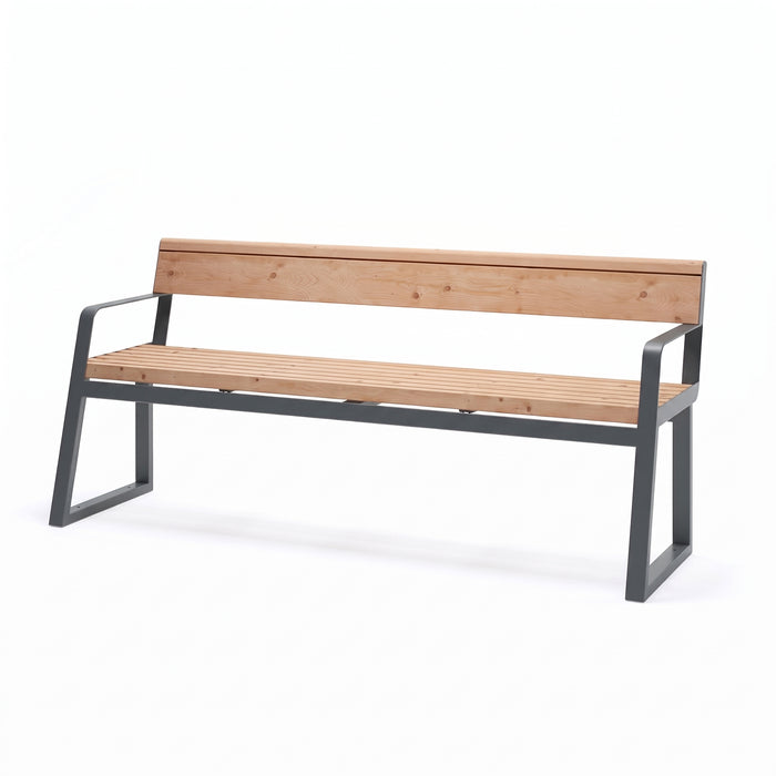 Gewerbefabrik Sitzbank Kirtorf Outdoor Bank Parkbank Holz Grau RAL 7011