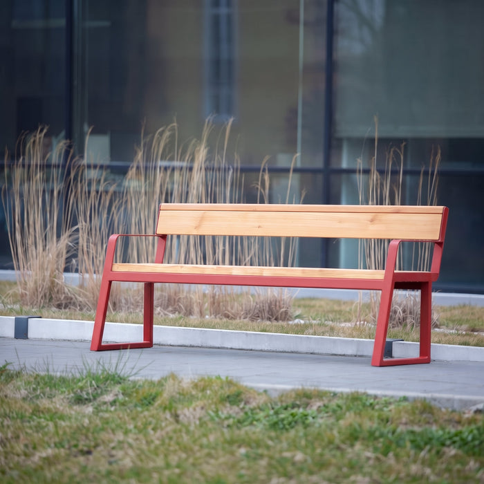 Gewerbefabrik Sitzbank Kirtorf Outdoor Bank Parkbank Holz Rot RAL 3001 Park