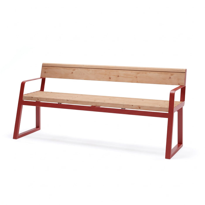 Gewerbefabrik Sitzbank Kirtorf Outdoor Bank Parkbank Holz Rot RAL 3001
