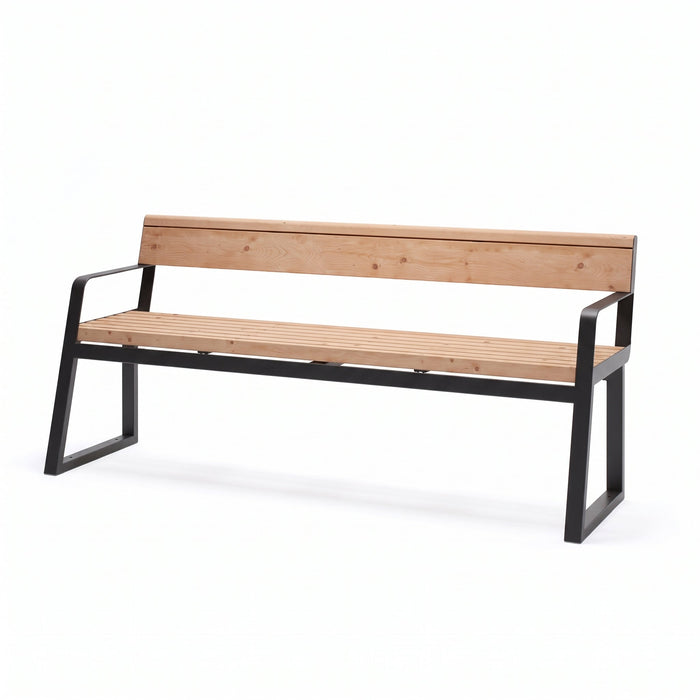 Gewerbefabrik Sitzbank Kirtorf Outdoor Bank Parkbank Holz Schwarz RAL 9017
