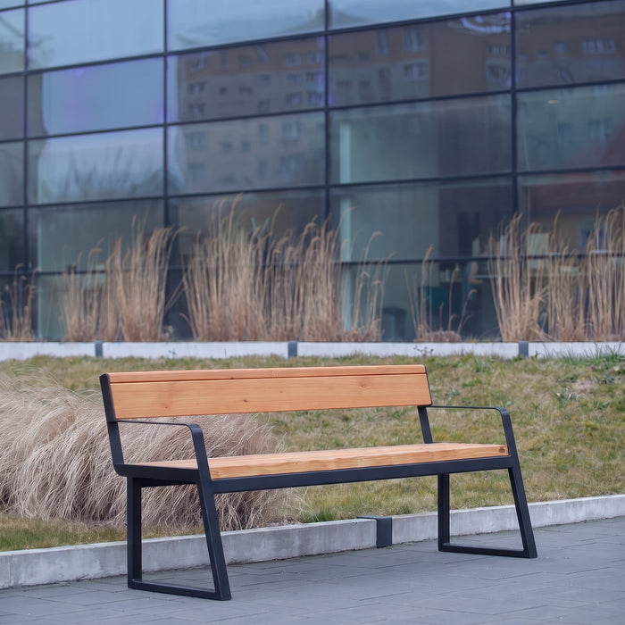 Gewerbefabrik Sitzbank Kirtorf Outdoor Bank Parkbank Holz Schwarz RAL 9017 Stadt